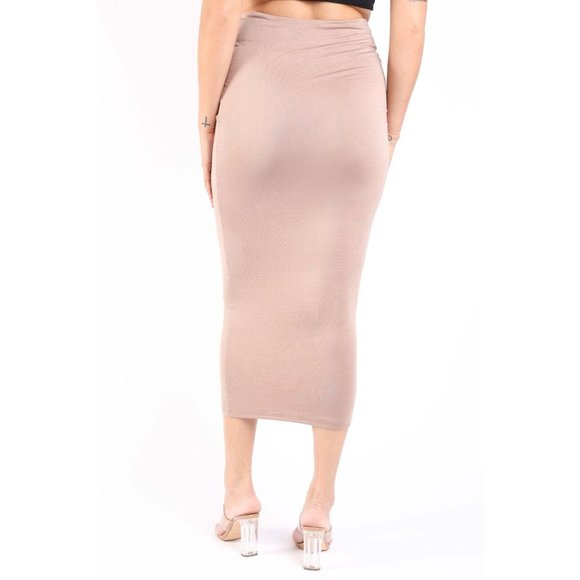 Women's Twist Front Bodycon Midi Skirt Club Party Skirt Nude S M L - Picture 5 of 9